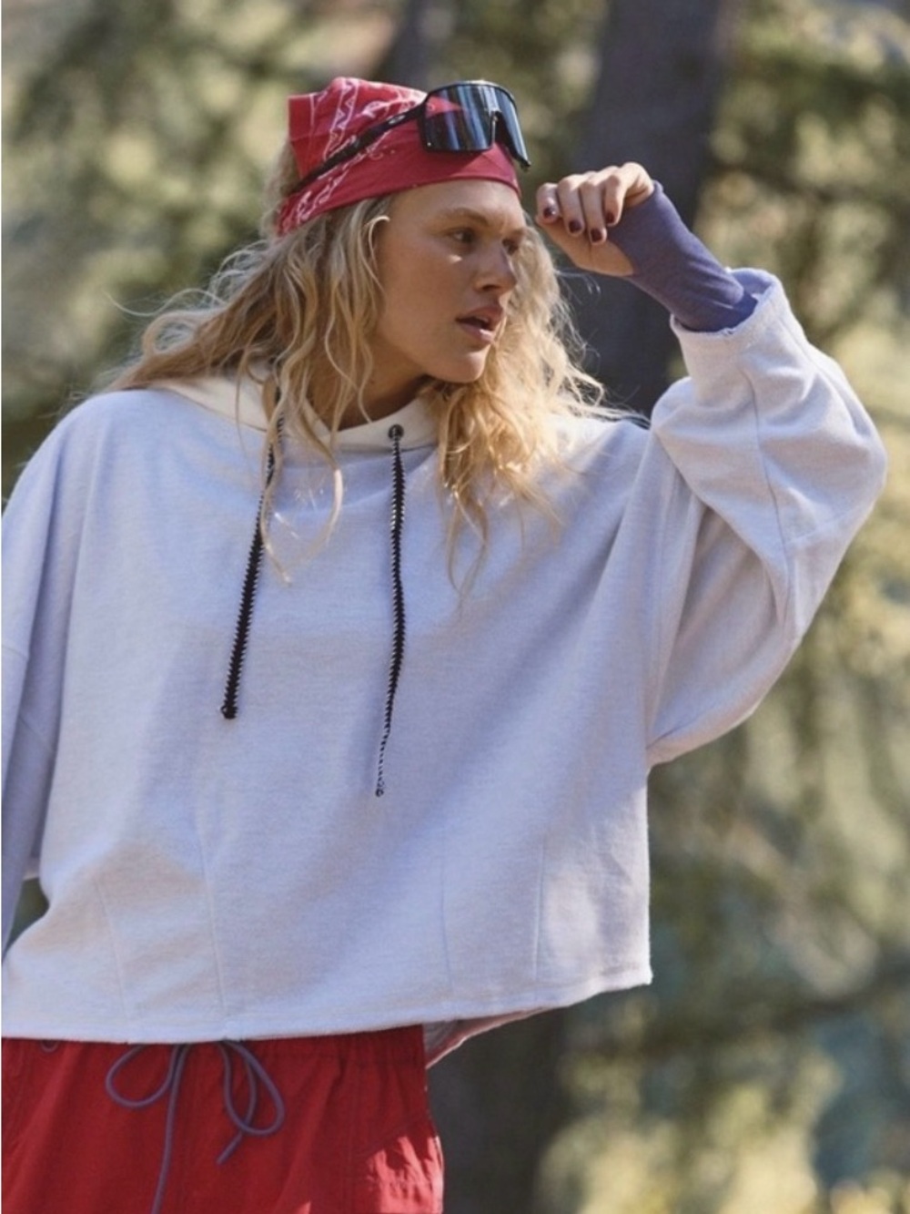 Free People Movement End Game Hoodie In White Size Medium